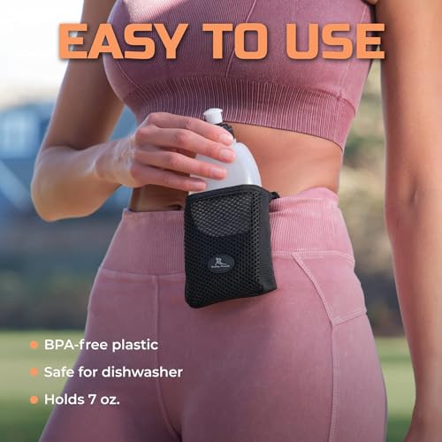 Running Buddy Running Water Bottle Pouch - 4" x 4" Black, 7 oz - Magnetic Water Bottle Holder for Running & Walking - No-Bounce Hydration Pack - Image 4