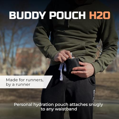 Running Buddy Running Water Bottle Pouch - 4" x 4" Black, 7 oz - Magnetic Water Bottle Holder for Running & Walking - No-Bounce Hydration Pack - Image 2
