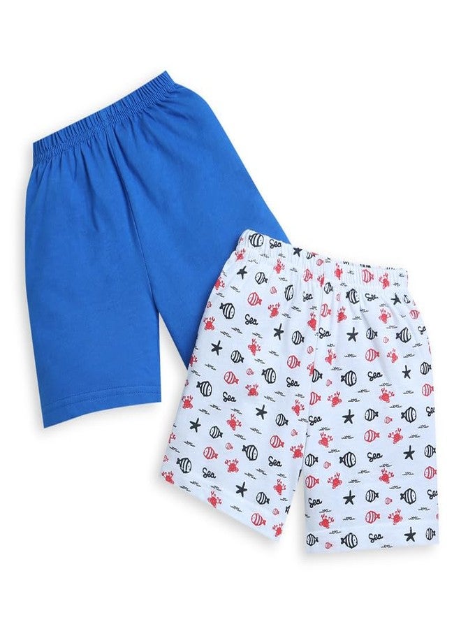 BUMZEE شورتات للأولاد من بامزي باللونين الأزرق الملكي والأبيض، عبوة من قطعتين، العمر من 6 إلى 12 شهرًا (Peb8885C-rbl.wht) - Image 1