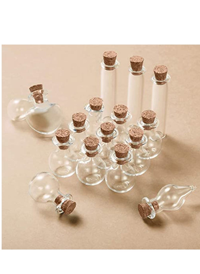 SYOSI Small Mini Glass Bottles Tiny Jars With Cork Stoppers 5 Shapes Tiny Wishing Drifting Bottle for Wedding Party DIY Decoration Bead Containers Arts and Crafts DIY Projects Geometric Shape 50Pcs  - Image 2
