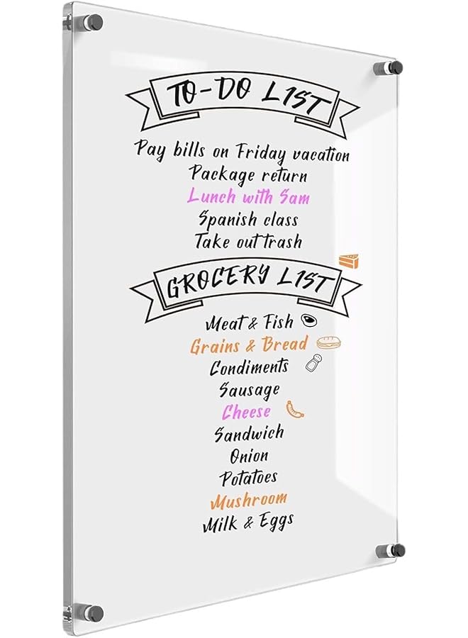 erorex Dry Erase Board Acrylic Clear Magnetic Whiteboard 12 X 16 Inch Stain Resistant Dry Erase Whiteboard Ideal For Fridge Classroom Office Kitchen Menu Board Note Planner Erasable Surface  - Image 1