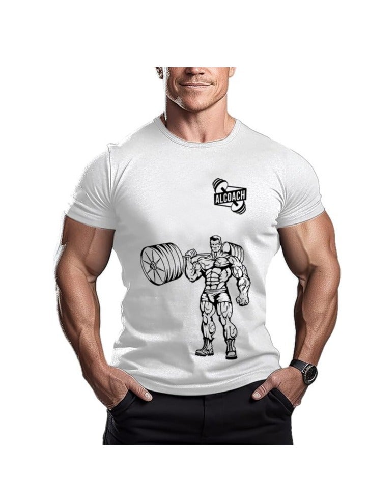 ALCOACH Men's Oversize T-shirt - ALCOACH - NEVER GIVE UP  Printed for exercise, gym and bodybuilding  - Image 1