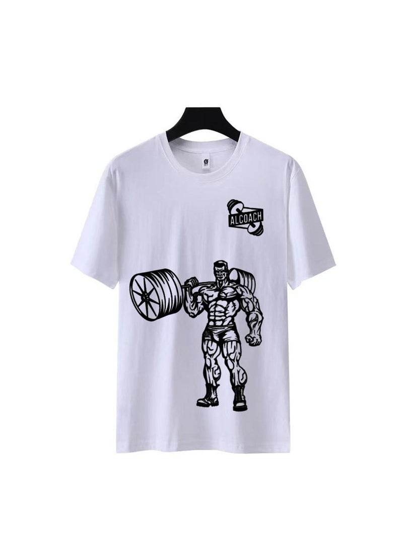 ALCOACH Men's Oversize T-shirt - ALCOACH - NEVER GIVE UP  Printed for exercise, gym and bodybuilding  - Image 3
