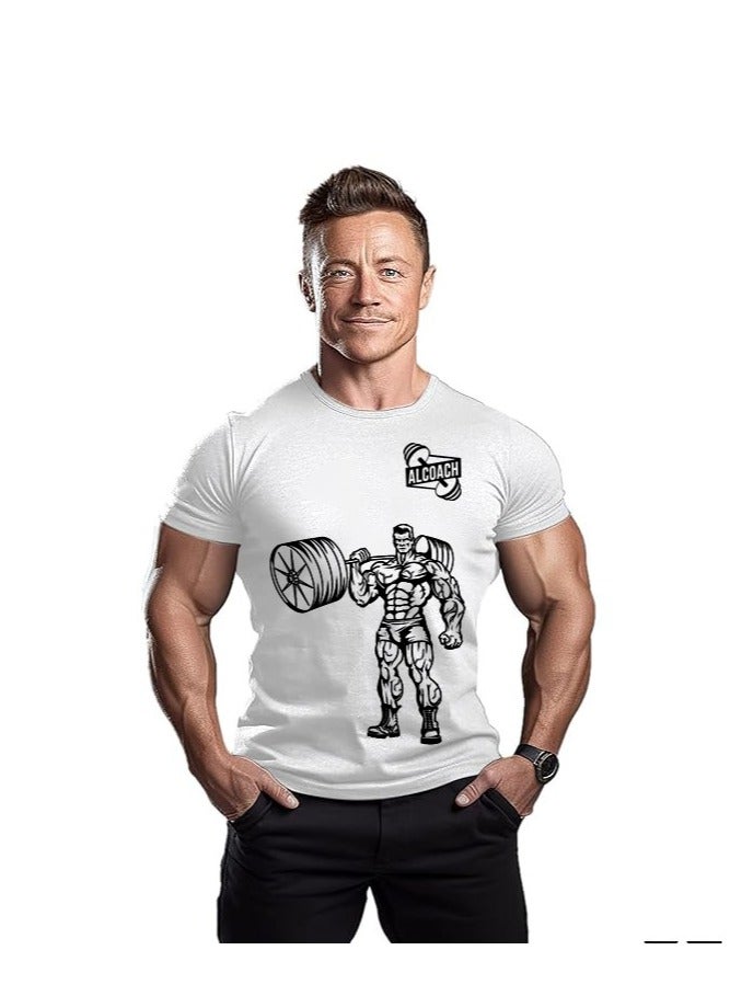 ALCOACH Men's Oversize T-shirt - ALCOACH - NEVER GIVE UP  Printed for exercise, gym and bodybuilding  - Image 2