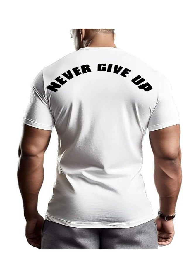 ALCOACH Men's Oversize T-shirt - ALCOACH - NEVER GIVE UP  Printed for exercise, gym and bodybuilding  - Image 4