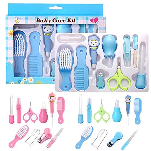 MUMMAMIA 10 Pieces Baby Toddlers Manicure Grooming kit with Nail, Hair, Ear Grooming Tools (Pink) - Image 1