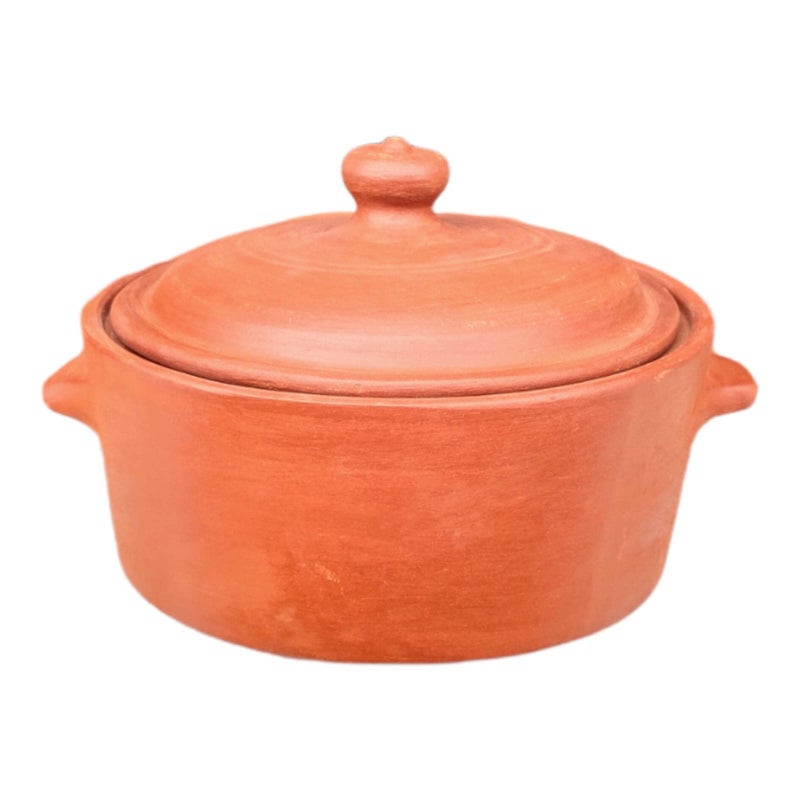 EZAHK Earthen Clay Handi Bowl Type with Lid, Clay Pot for Cooking, Curry Dal, Serving, Natural & Traditional (2L) - Brown - Image 3