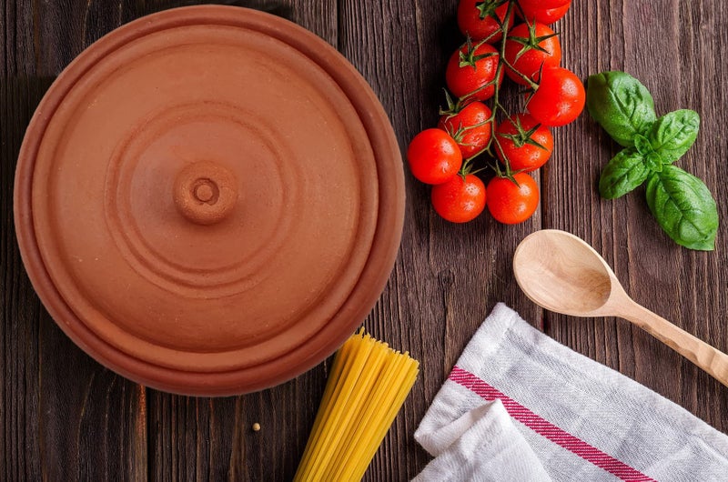 EZAHK Earthen Clay Handi Bowl Type with Lid, Clay Pot for Cooking, Curry Dal, Serving, Natural & Traditional (2L) - Brown - Image 5