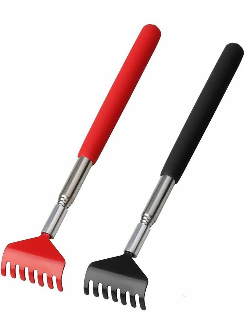 2 Pack Extendable Back Scratcher, Portable Metal Stainless Steel Telescoping Scratcher Tool for Elders Men Women Kids - Image 1