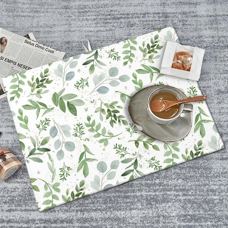 Vodbne Sage Green Dish Drying Mat for Kitchen Counter Microfiber Absorbent, Spring Dish Draining Mat Aesthetics Kitchen Decor Extra Large 18"x24" (Green, 18x24in) - Image 5