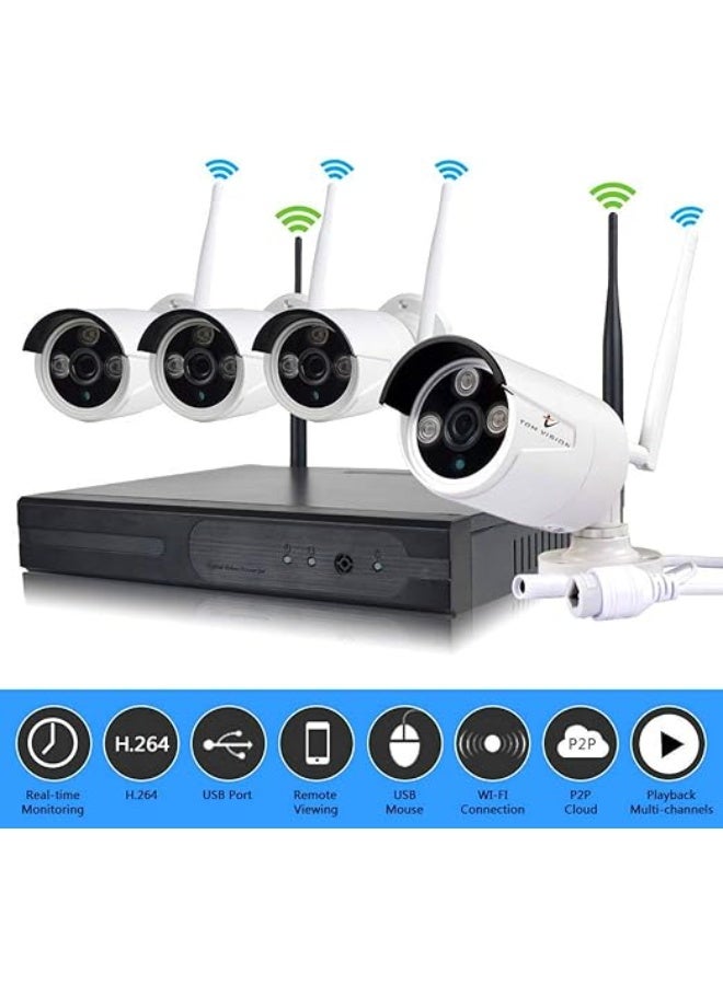 Borntechsz 4CH Wireless 1080P DVR Kit – WiFi IP Outdoor Home Security System with 720p Megapixel IP Cameras - Image 4