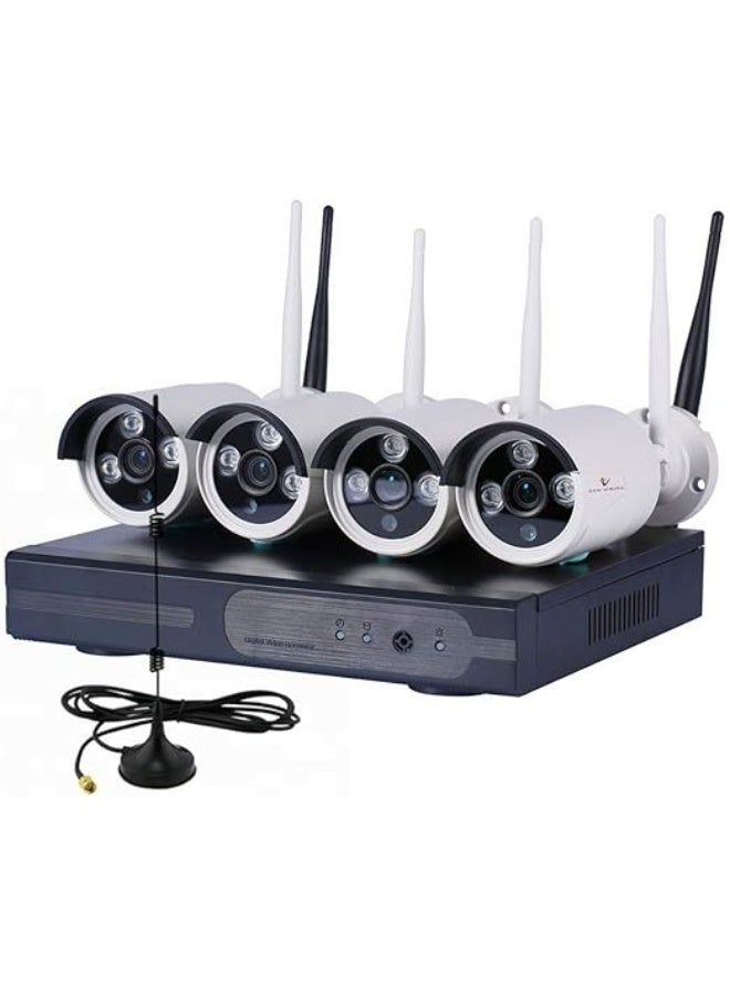 Borntechsz 4CH Wireless 1080P DVR Kit – WiFi IP Outdoor Home Security System with 720p Megapixel IP Cameras - Image 1