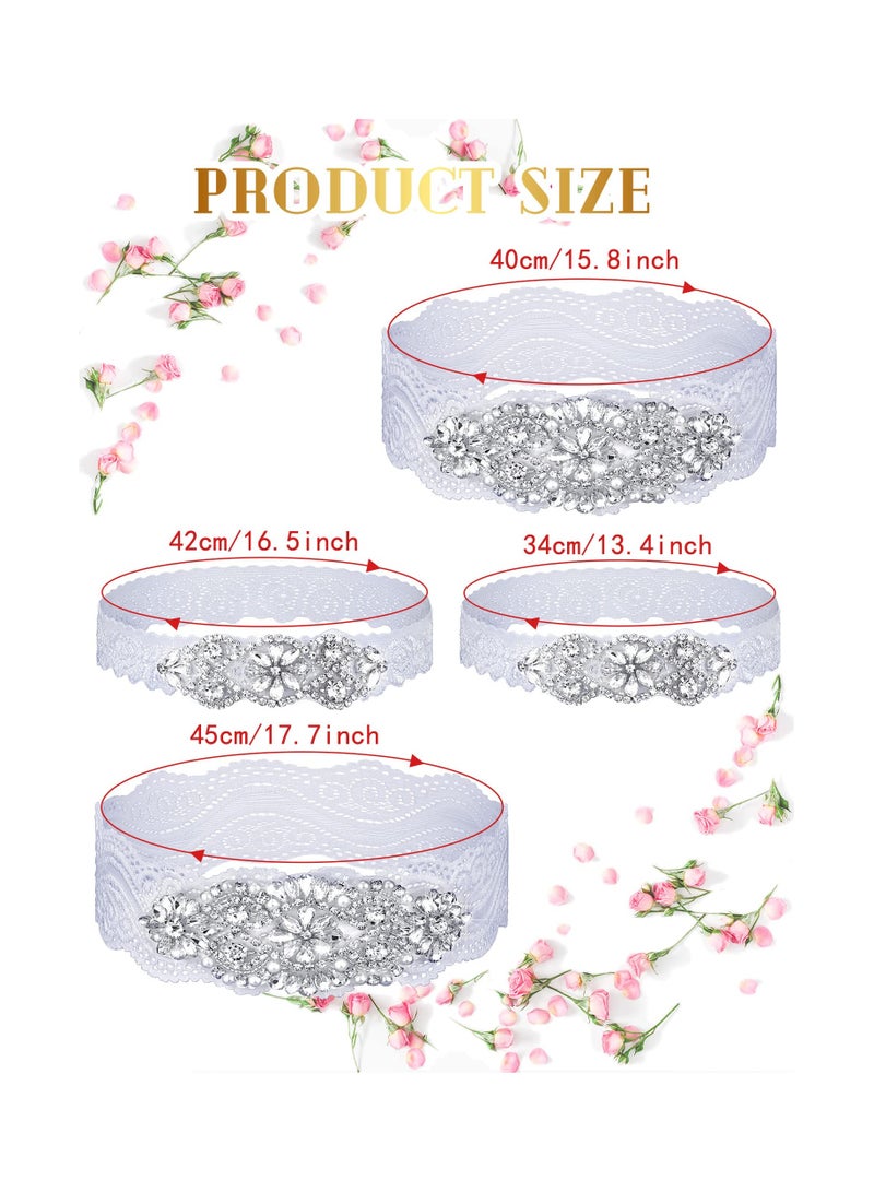KASTWAVE Bling Crystal Wedding Garters, with Non-Slip Silicone, Stretch Lace Bridal Garter for Bride, Wedding Garter Elasticated, Soft Lace Garter, Bridal Wedding Accessories, Bride to be Gifts - Image 5