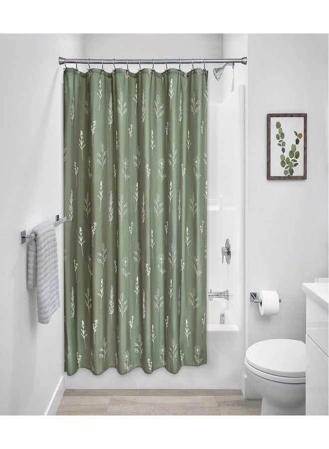 InterDesign iDesign Floral Polyester Shower Curtain - 12 Reinforced Buttonholes - 72" x 72" - Green - Image 5
