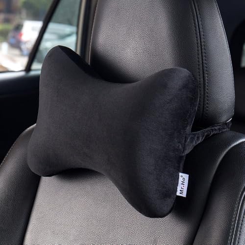 Mr.Ho Car Memory Foam Neck Pillow with Premium Velour Washable Removable Pillow Case for for Car, Travel, Home and Office (Black) - Image 3
