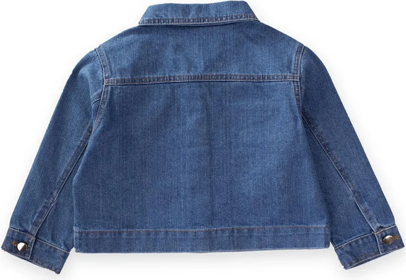 Cigit Denim Jacket with Front Pockets 2-7 Years Blue