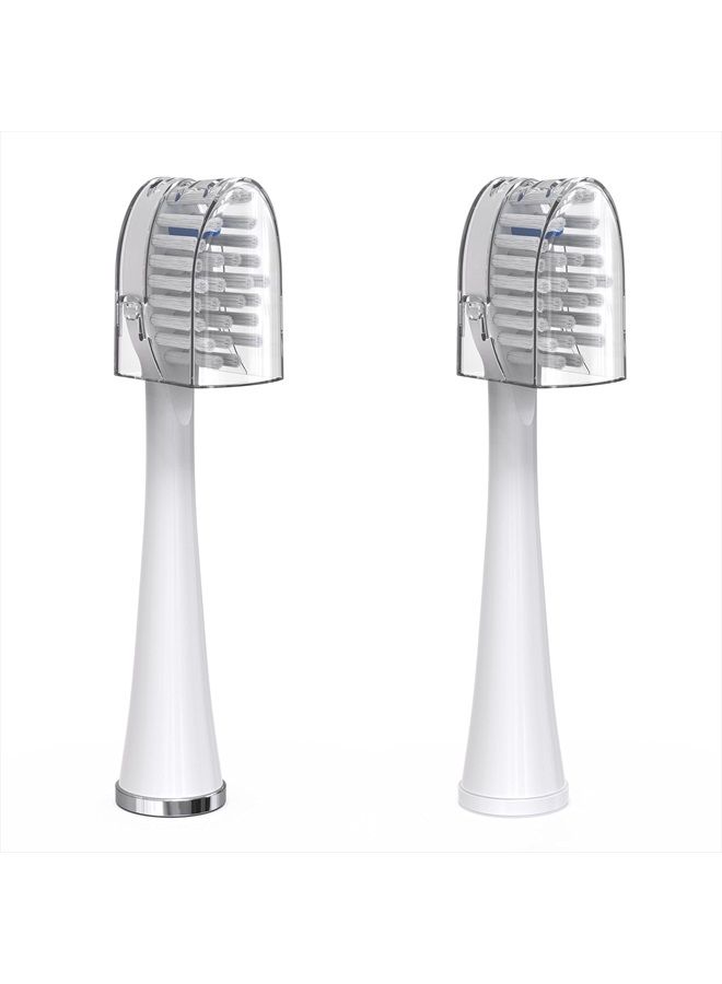 Waterpik Genuine Full Size Replacement Brush Heads With Covers for Sonic-Fusion Flossing Toothbrush SFFB-2EW, 2 Count White - Image 1