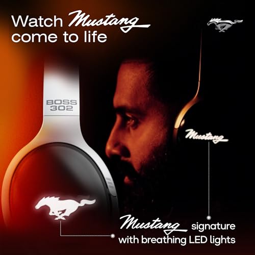 GOBOULT Mustang Thunder Bluetooth Headphones with Upto 70H Playtime, BoomX Technology, Brightness LEDs, 40mm Driver, Zen ENC Mic, BTv 5.4, Type-C Fast Charging, Over Ear Wireless Headphone with Mic - Image 5