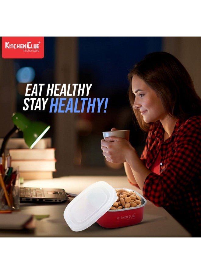 KITCHEN CLUE Microwave Safe Stainless Steel Tiffin Box/Lunch containers - Pack of 4 Pcs, 350 ML Each - Airtight & Leak-Proof Lids - Easy to Carry - Easy to Re-Heat in Minutes - Lunch Box for Office - Image 2