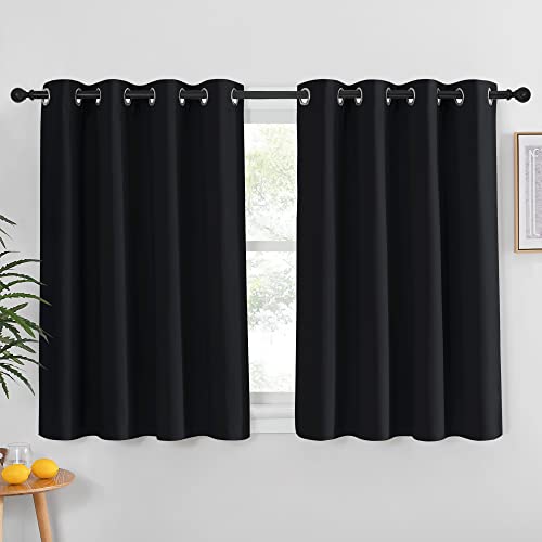 NICETOWN Window Curtain Blackout Blinds Black Energy Saving Blackout Drapery for BedroomLiving Room 1 Panel 52 inches Wide by 45 inches Long