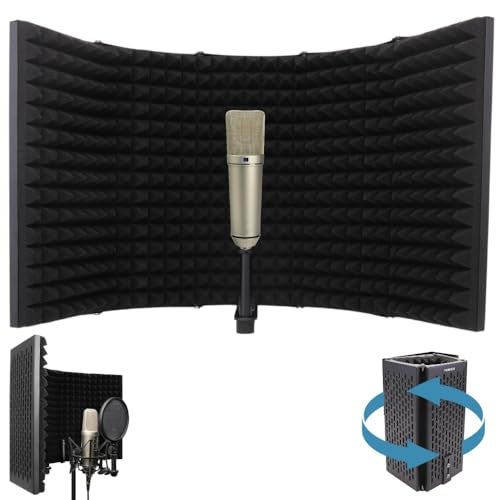Pyle Studio Microphone Sound Isolation - Enhance Vocals & Singing with 5 Folding Acoustic Panels, Adjustable Depth & Removable Shock Mount - Ideal Podcast Equipment for Singers & Recording - Image 1