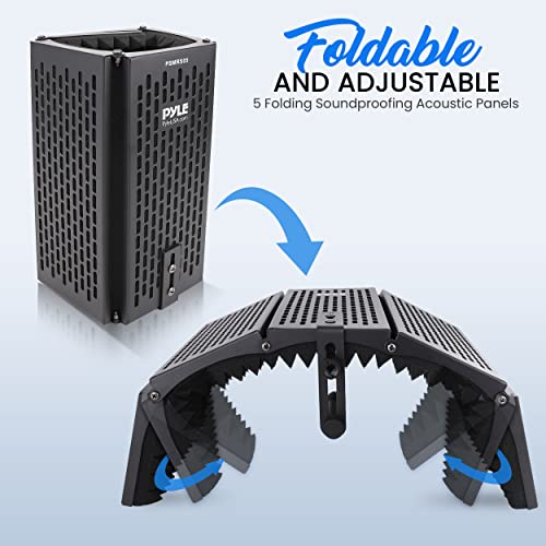 Pyle Studio Microphone Sound Isolation - Enhance Vocals & Singing with 5 Folding Acoustic Panels, Adjustable Depth & Removable Shock Mount - Ideal Podcast Equipment for Singers & Recording - Image 3