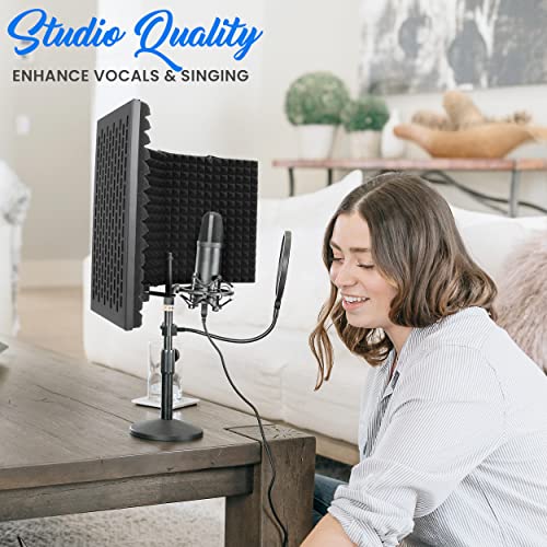 Pyle Studio Microphone Sound Isolation - Enhance Vocals & Singing with 5 Folding Acoustic Panels, Adjustable Depth & Removable Shock Mount - Ideal Podcast Equipment for Singers & Recording - Image 5