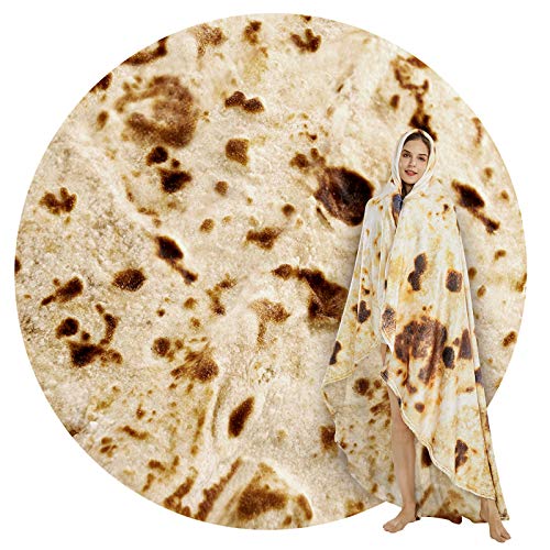 SeaRoomy Burritos Tortilla Wrap Blanket Giant Round Soft Blanket for Adults and Kids Brown 80 inches