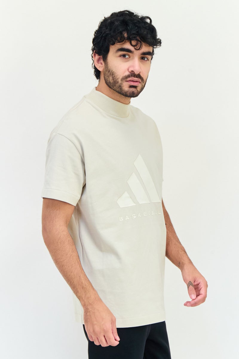 Adidas Men Sportswear Fit Short Sleeve Outdoor T-shirt, Beige - Image 3