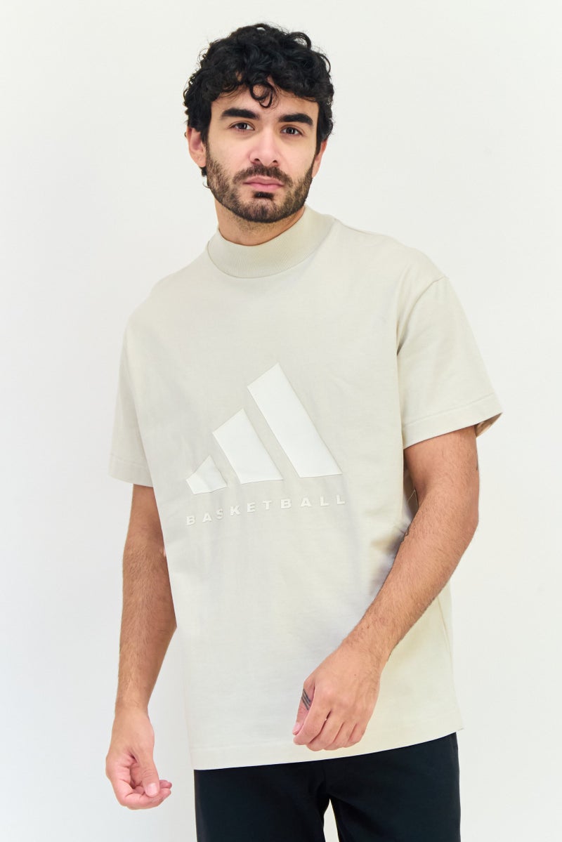 Adidas Men Sportswear Fit Short Sleeve Outdoor T-shirt, Beige - Image 1