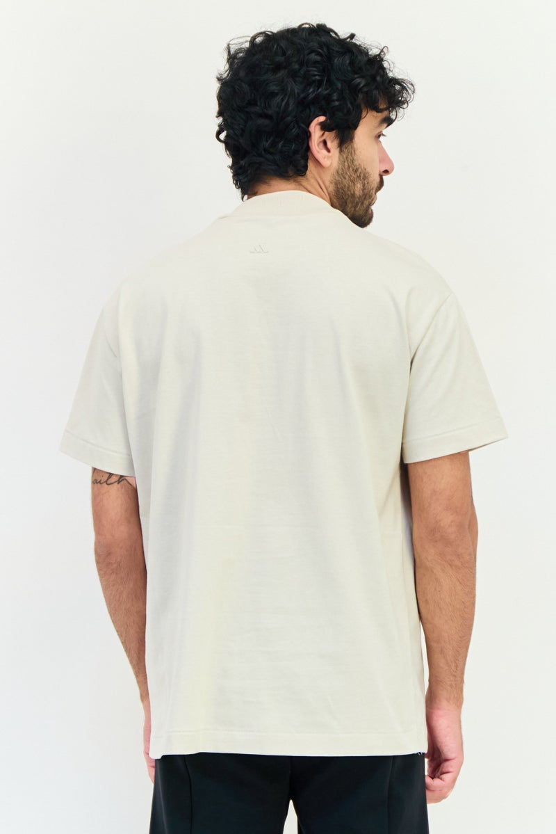 Adidas Men Sportswear Fit Short Sleeve Outdoor T-shirt, Beige - Image 4