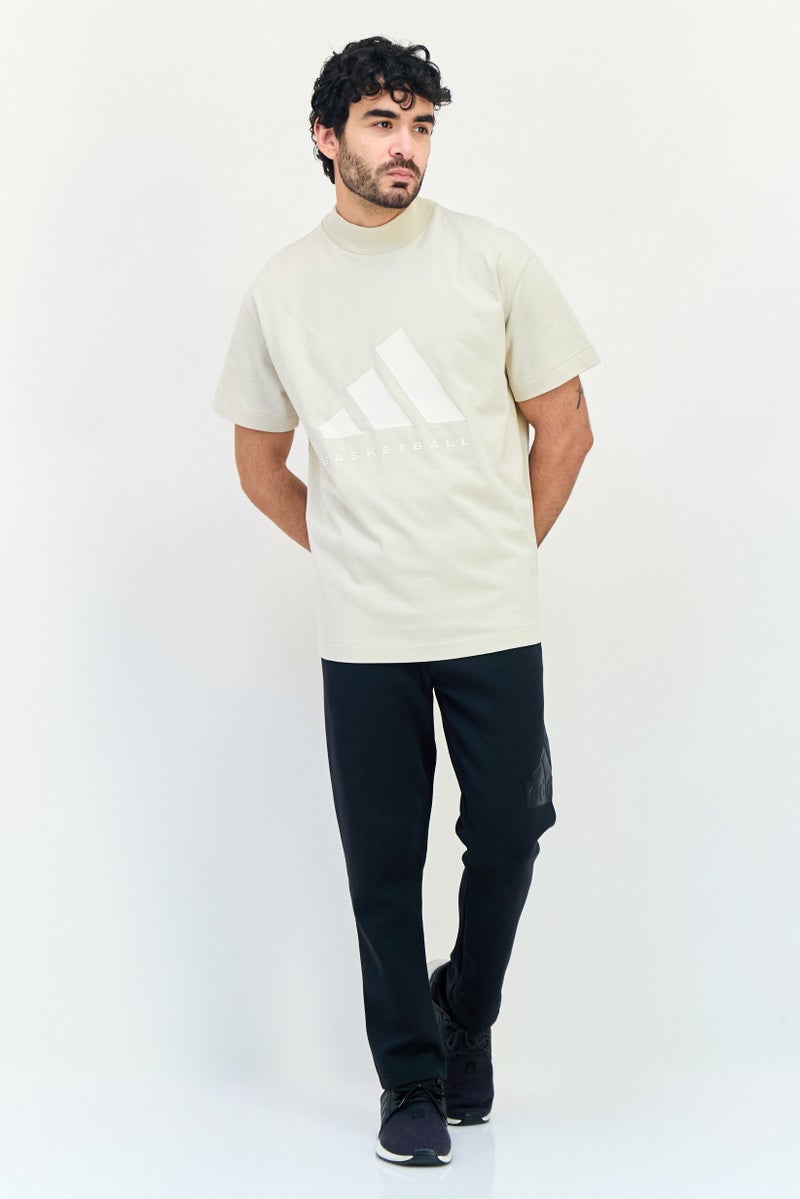 Adidas Men Sportswear Fit Short Sleeve Outdoor T-shirt, Beige - Image 2