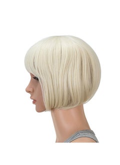 SWACC SWACC 10 Inch Short Straight Bob Wig with Bangs Synthetic Colorful Cosplay Daily Party Flapper Wig for Women with Wig Cap (Platinum Blonde)  - Image 4