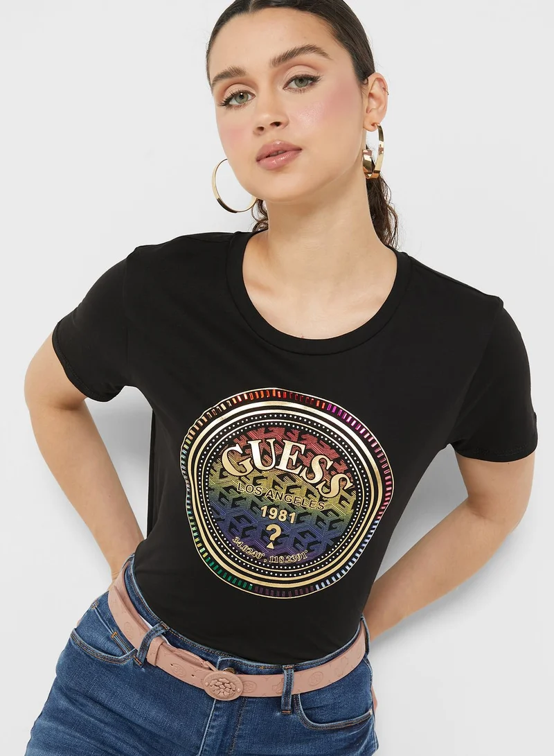 GUESS Crew Neck Graphic T-Shirt