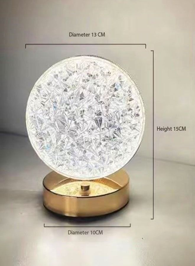 C&C Home Touch Control 3 Colors Round Shape Rechargeable Table Lamp with Metal Base Small Decorative Acrylic Night Light Crystal Table Lamp for Party Living Room Bedroom  - Image 5