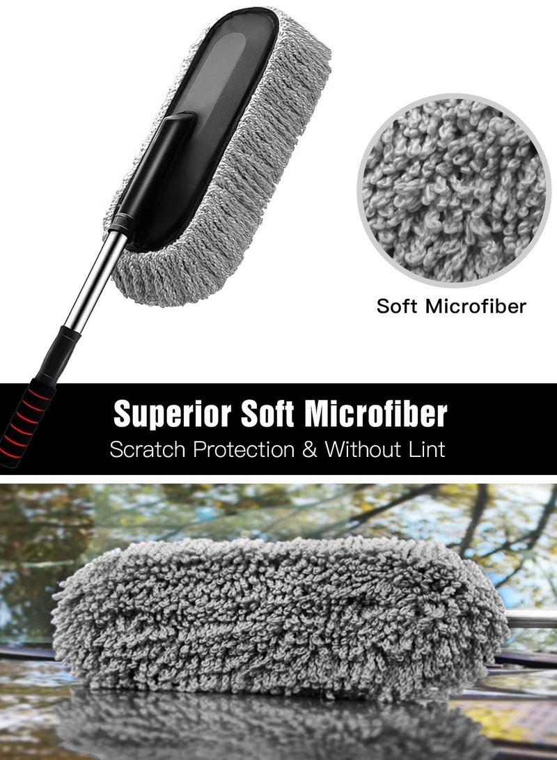 Extendable Microfiber Car Duster with Long Handle, Scratch-Free Cleaning Tool for Trucks, Motorcycles, and More, Gray - Image 5