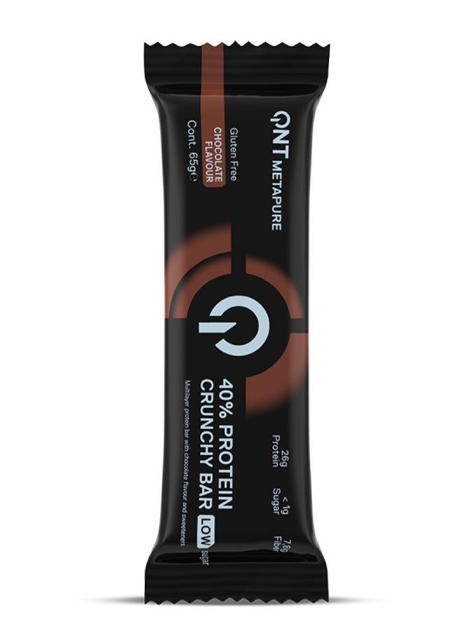 QNT 40% PROTEIN CRUNCHY BAR | 12 x 65g | CHOCOLATE FLAVOUR | Low Sugar, Triple Blend - Image 2