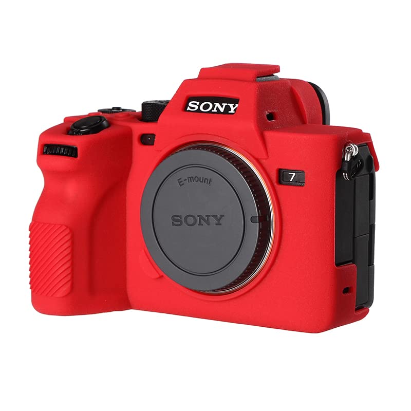 STSEETOP Camera Case for Sony A7RV A7R5- Protective Silicone DSLR Skin Cover, Detachable Cage, Shockproof, Dustproof (Red) - Image 1