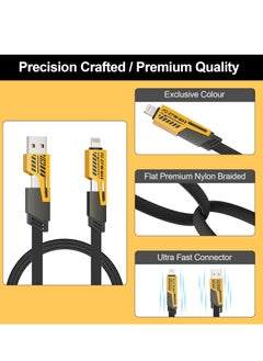 LIVVY 65W 4-in-1 Fast Charging Cable – USB C, USB A, Lightning & Type-C – كابل شحن سريع مضفر بطول 2 متر – Data Cable for iPhone 13/14/15/16, iPad, MacBook, Samsung S24/S23, Android – مع حامل كابل – يدعم PD & QC  - Image 3