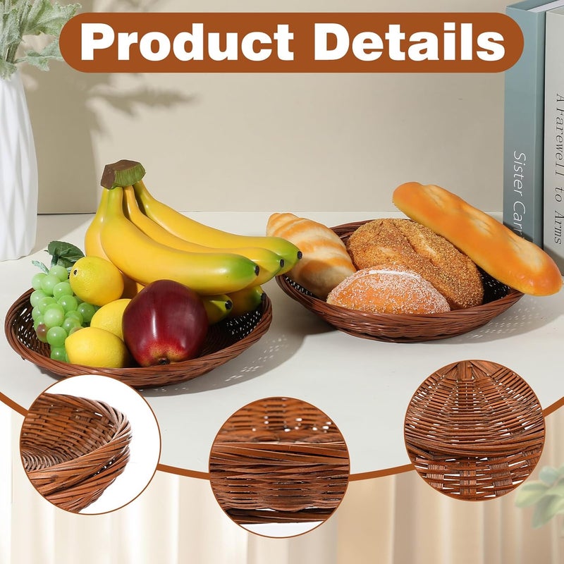 AojSup 4 Count 9.8 Inch Hand Weave Round Bamboo Paper Plate Holder, Premium Rattan Paper Plate Holder for Dinner Plates, Picnic, Wall Decorate and Rustic Party Decorate, Brown - Image 3