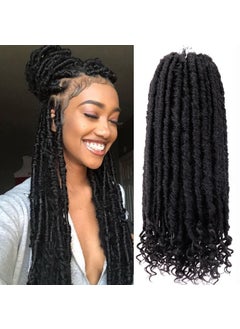 MODERN QUEEN Goddess Locs Crochet Hair 6 Packs 16 Inch Straight Faux Locs Crochet Hair for Black Women Crochet PreLooped Curly Hair Soft Faux Locs Synthetic Braiding Hair Extensions 16 Inch 6 Packs 1B 