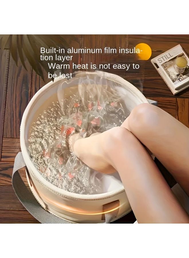 White Foldable Insulated Foot Spa Bucket Portable Foot Bath For Home Travel - Image 3