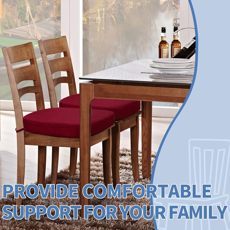 BUYUE Thickened 25 Original Linen Dining Chair Cushion UShape High Density Foam Comfortable Chair Pad for Kitchen Slip Resistant Indoor Seat Cushion 1 Piece Red - Image 2