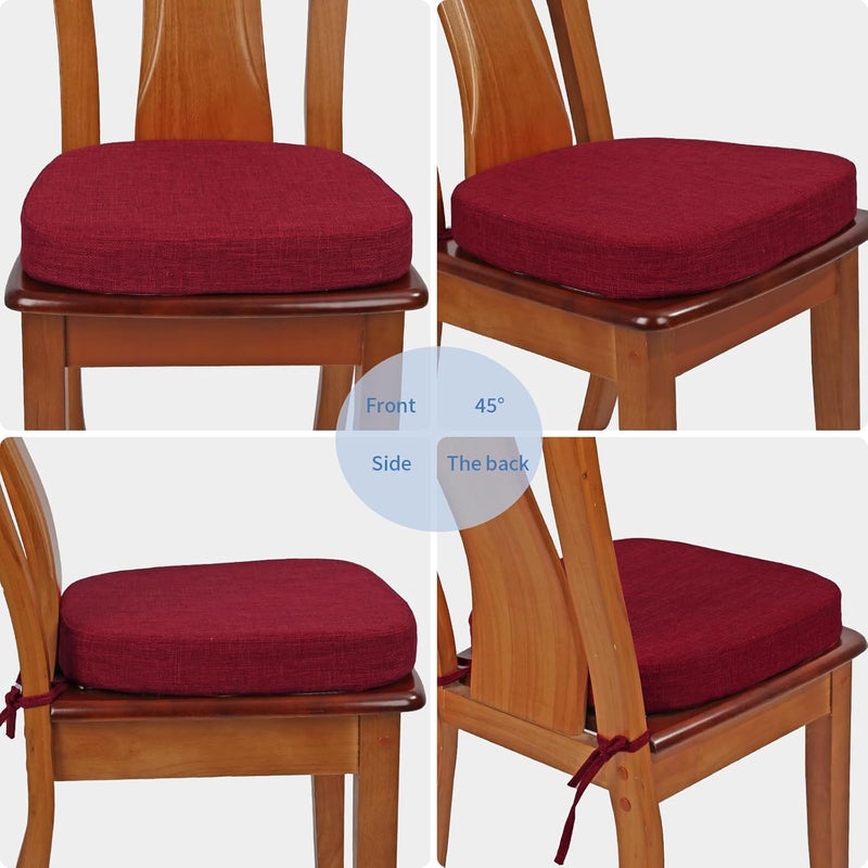 BUYUE Thickened 25 Original Linen Dining Chair Cushion UShape High Density Foam Comfortable Chair Pad for Kitchen Slip Resistant Indoor Seat Cushion 1 Piece Red - Image 4