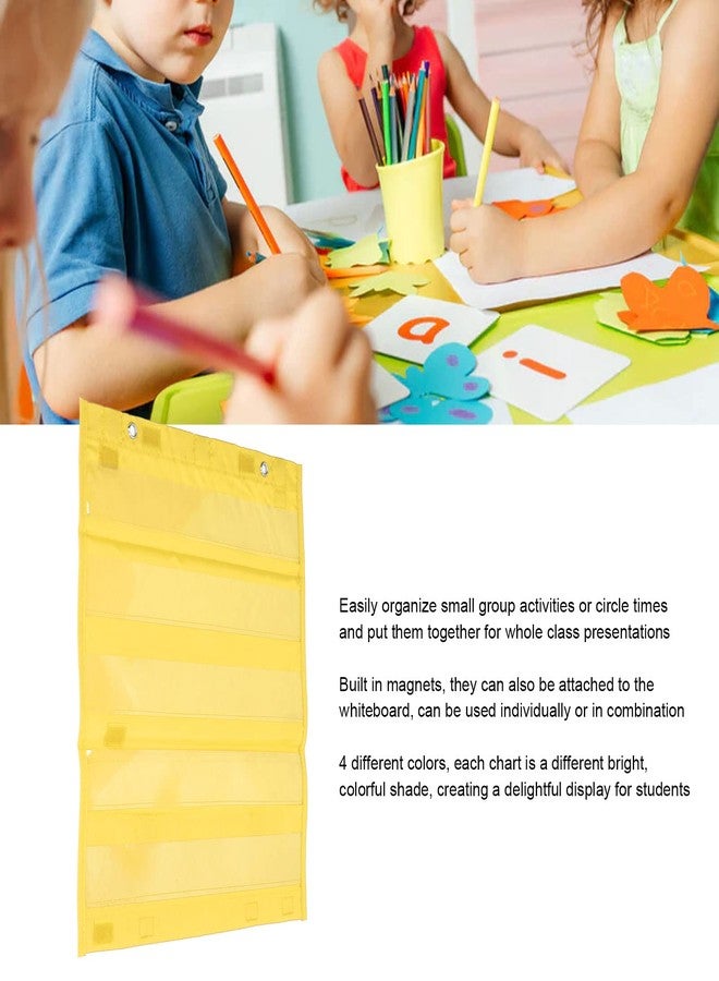 Dilwe Magnetic Pocket Chart,5 Rows Transparent Pockets Daily Schedule Chart Yellow for Teachers Homeschoolers Classroom Activities Standards Demonstrations - Image 3