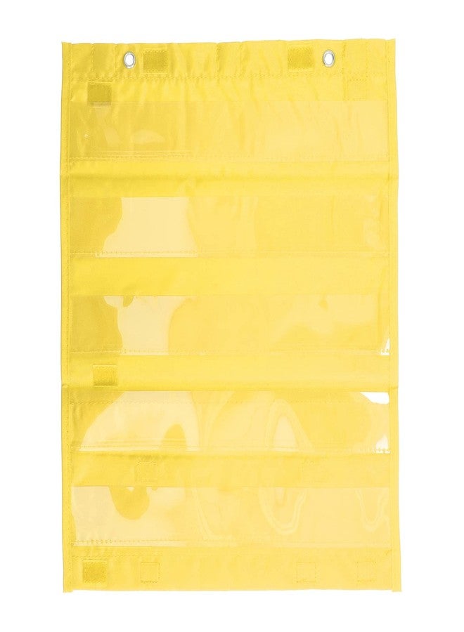Dilwe Magnetic Pocket Chart,5 Rows Transparent Pockets Daily Schedule Chart Yellow for Teachers Homeschoolers Classroom Activities Standards Demonstrations - Image 1