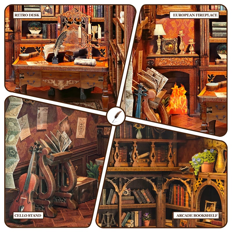 Miggley Book Nook Kit for Adults, Booknook DIY Miniature House Kit, Mini House Bookshelf Decor, Birthday Gift for Family, Friends - Time Book House - Image 4