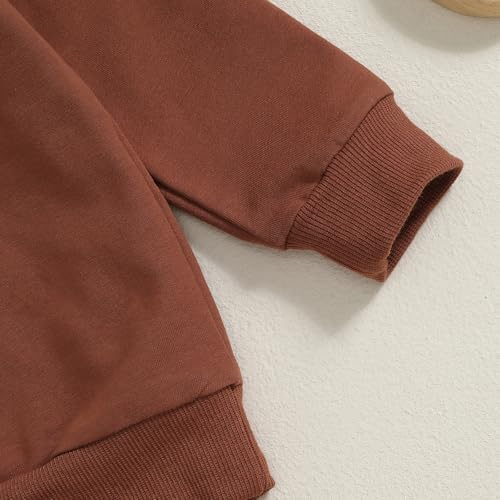 allshope Baby Boy Fall Clothes Set Long Sleeve Football Print Sweatshirt Pants Toddler Infant Outfits 6 12 18 24 Months 2T (Brown, 18-24 Months) - Image 5