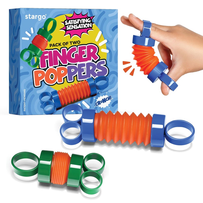 stargo Finger Poppers Hand Gripper Strengthener for Kids Hand Exercisers Pop Tube Mini Fidget Toys - Sensory Toy for Kids - Finger Strengthener and Hand Therapy Stocking Stuffers - Pack of 2 - Image 1