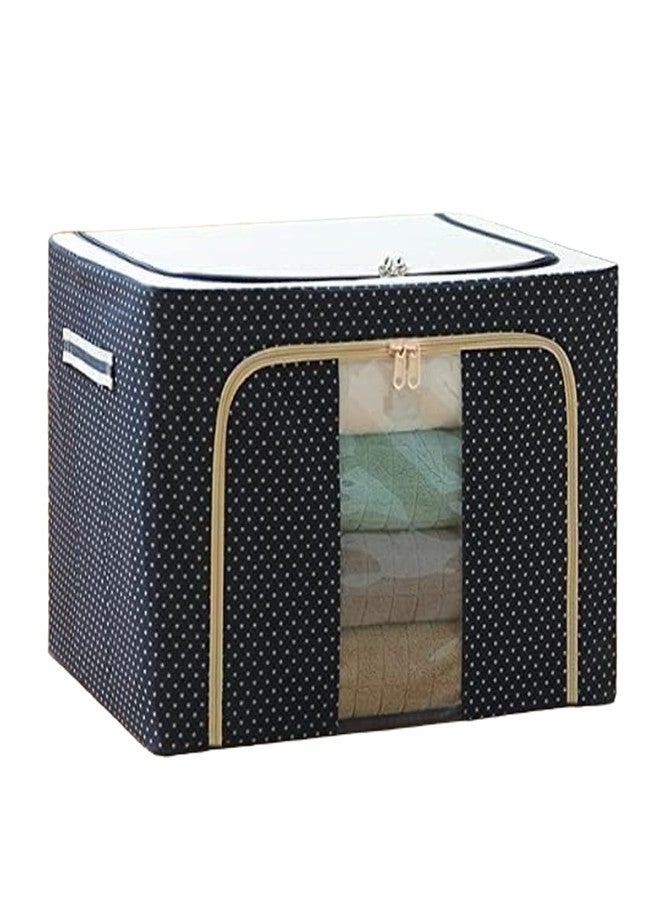 BMG Import Export Storage Box and Organiser 66 Liter Cloth Organizer for Storage Foldable Steel Frame Non-woven Wardrobe Organzier for Storage with Zipper with Clear Window & Handle organizer 1 Pcs - Image 1